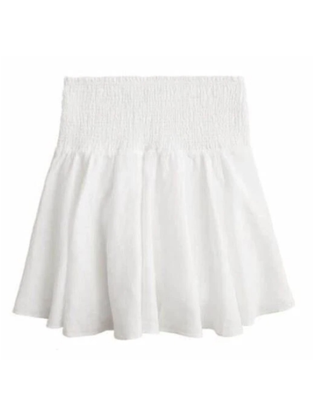 J. Crew White Smocked Waist Linen Mini Skirt Size XXL